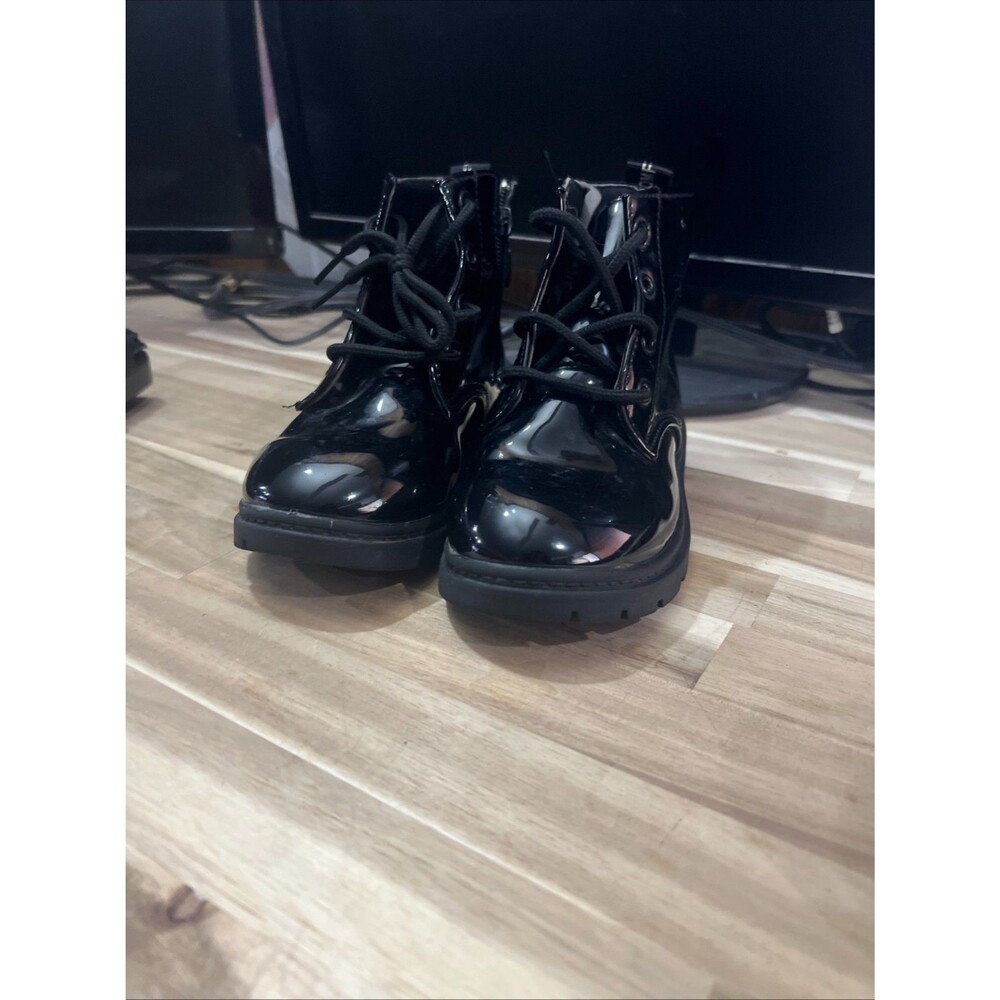 Girls Side Zipper Lace Up Front Boots For Children‎ Combat Boots 12.5 - Picture 3 of 10